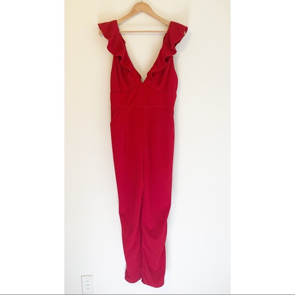 Lulus Leilani Red Ruffled Jumpsuit Large - Picture 6 of 14